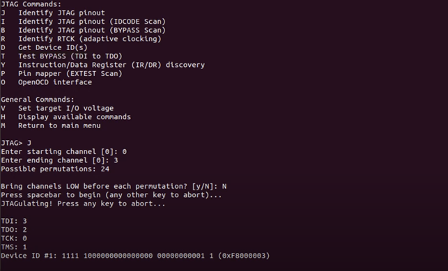 JTAGulator scan results